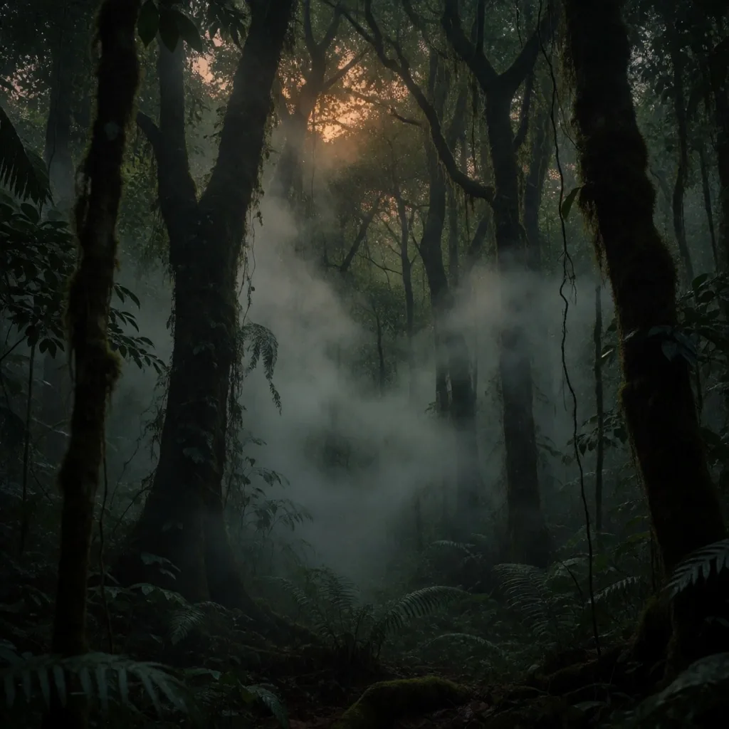 Indonesian rainforest at dusk